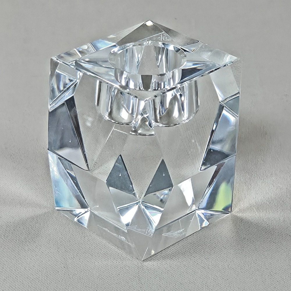 Rosenthal Candle Holder Unisex OS Clear Good Studio-Line Carre Crystal Vintage